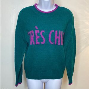 Très Chic Green and Pink Sweater